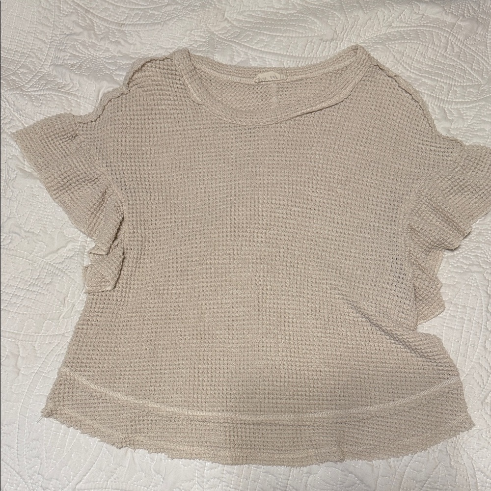 Chic Beige Short Sleeve Top
